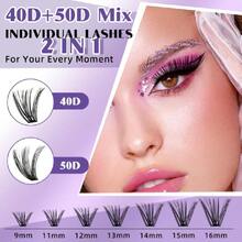 DIY Lash Extension Kit 280pcs Individual Lashes Cluster D Curl Eyelash Extension Kit Lash Clusters With Lash Bond And Seal And Lash Applicator Tool (KIT,40D+50D-D-9-16MIX),38504947 - Flutter Effect - View 5