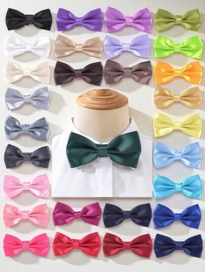 1pc Men's Polyester Satin Formal Bow Tie, Suitable For Weddings And Parties
