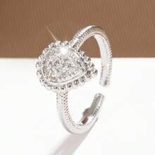 2026 European, American/Japanese, Korean/Middle Eastern Fashion Classic, Cute, Adjustable Size Girl's Ring, Brass Material Micro Inlaid Zirconia Exquisite Cute Girl's Ring - Sparkling Water Droplets YR0855 - View 5