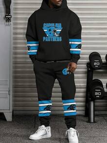 Conjunto de sudadera con capucha y pantalón de chándal informal de los Carolina Panthers, conjunto de chándal del equipo de fútbol para hombres, conjunto de sudadera del día del partido para hombres - Multicolor - Ver 1