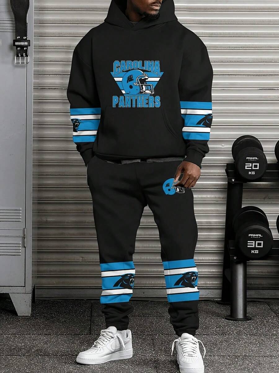 Conjunto de sudadera con capucha y pantalón de chándal informal de los Carolina Panthers, conjunto de chándal del equipo de fútbol para hombres, conjunto de sudadera del día del partido para hombres - Multicolor - Ver 1