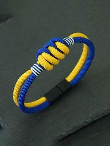 1Pc Men's Bracelet Interlocking Loop With Magnetic Clasp Rope Wrap Bracelet For Men Casual Jewelry