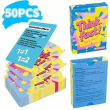 "Think Fast! 50PCS Quick-Thinking Card Game Set - Interactive Party Game For 3-5 Players, Fun Number/Color/Shape Matching Cards With Elimination Effects, Family & Friends Gathering Leisure Activity, Brain-Teasing Entertainment Cards For Game Nights" - Multicolor - View 3