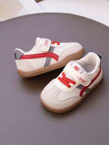 1 Pair Unisex Breathable Flat Casual Sneakers, Soft Sole Non-Slip Children Running Shoes, Fashion Versatile Student Leisure Shoes, Suitable For Spring, Summer, Autumn, Winter - Red - View 2
