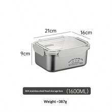 Kotak Penyimpanan Makanan Stainless Steel 304, Kedap Udara, Anti Bocor, Dengan Tutup, Kapasitas Besar, Kotak Penyimpanan Kulkas, Bentuk Persegi Panjang, Terbagi, Kompatibel dengan Freezer. - MultiWarna - View 15