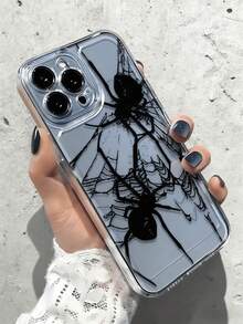 1pc Space Black Spider Graphic Full Coverage TPU Shockproof Phone Case Compatible With Apple 17, 16, 15, 14, 13, 12, 11 Pro Max, Galaxy S22, S23, S24, S25 Ultra, A13, A14, A15, A53, A55 And More - Multicolor - View 2