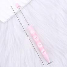 5/10pcs Cute Pink Bow DIY Long Beaded Pen Focal Point, Various Adorable Pink Beaded Silicone Barrel Plastic Pens, Valentine's Day Gift Souvenir Making - Pink - View 5