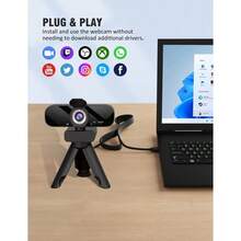 web con micrfono para escritorio, 1080P HD USB con trpode, cmara web flexible giratoria de gran angular para PC Zoom Video Juego Porttil - Cmaraweb1080Pconcabl - Ver 5