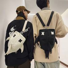 Unisex Fashion Casual Minimalist Shark Printed Shoulder Bag/Backpack, Fits Tablet, Suitable For Travel, Sports, Couples - Multicolor - View 3