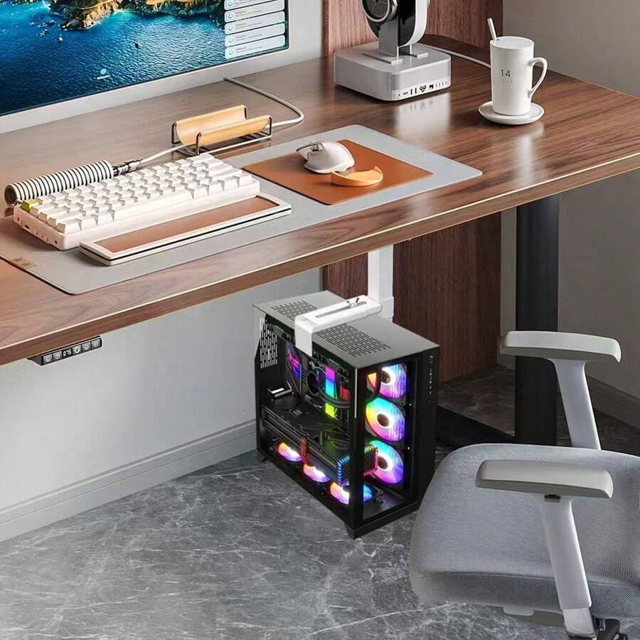 Host Box Rack, Desktop Computer, Suspended Host Rack, Wall Mounted Hanger, Under Table Storage Rack, Tray Bracket, Metal - Multicolor - View 1