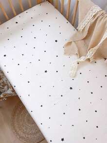 1 件可爱兔子花园卡通图案柔软舒适 100% 纯棉婴儿床床笠 - 彩色 - 查看 5