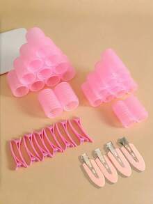 18pcs/Set Women Perm Hair Curlers, Including Self-Adhesive Perm Rods And Painless Clips - Suitable For Ladies And Girls, Get Salon-Level Volume At Home, Suitable For Volumizing Roots, Creating Soft Waves Or Daily Styling, Reusable, Sturdy And Indispensable For Daily Use, Time And Effort Saving, Hair Styling Kit, Hair Tool Kit, School Stuff, Curly Hair Tools, Hair Accessories ,Hair Styling Tools