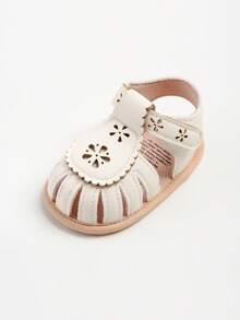 Infant Toddler Infant Girls PU Leather Soft Open Toe Summer Sandals Flower Princess Flat Shoes - White - View 7