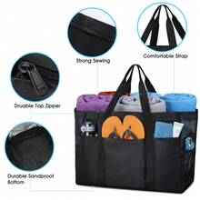 NEWHEY Túi đi biển cỡ XXL, Túi đi biển gia đình có khóa kéo, Túi lưới lớn đi biển dành cho nữ, Túi mua sắm, Túi đeo vai gấp gọn, Túi đựng đồ vệ sinh cá nhân, Túi đựng đồ chơi du lịch biển. - Nhiều màu - Xem 5