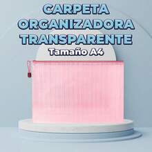 Carpeta Organizadora Trasparente Tamaño A4 Impermeable Cierr - Rosa - Ver 6