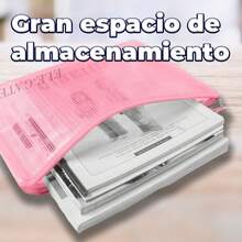 Carpeta Organizadora Trasparente Tamaño A4 Impermeable Cierr - Rosa - Ver 8
