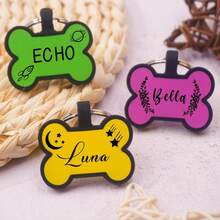 One Pet Silicone Bone Identification Tag, Customizable, Can Be Engraved With Dog Name, Address, Or Other Personalization Options. It Can Also Be A Silent Pet Tag, Pink, Or A Collar Tag. A Perfect Gift For Dog Lovers.