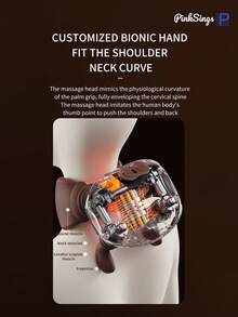 PinkSings USB Wireless Electric Massager, 6D Hand Simulation Massage - Wireless Neck & Shoulder Massager, 6D Hand Simulation Massage, USB Powered