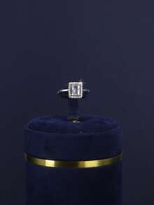 5pcs White Gold Plated Luxury Royal Style Square Design Bridal Wedding Jewelry Set, Suitable For Daily Wedding Wear, Wedding Anniversary Gift - Platinum Square Bridal Set - View 8