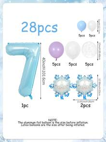 28件組聖誕雪花數字氣球裝飾，包含40英吋巨型數字氣球(0-9)與迷你雪花氣球，適合冰雪派對、生日、室內裝飾與慶祝、洗禮、迎新派對 - 彩色 - 查看 5