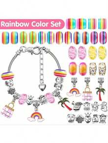 4 Sets Of 112pcs/94pcs/87pcs/67pcs DIY Bracelet Beads Kits, Includes Unicorn & Mermaid Crafts, Contains Multiple Decorations, Bracelets & Necklace Strings, Suitable For Birthday, Ramadan, New Year & Valentine's Day Gifts