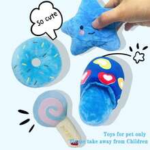 PETSIN Bộ 4 búp bê thú nhồi bông hình cún con có âm thanh, búp bê gặm dễ thương dành cho chó nhỏ, nhiều kiểu dáng khác nhau. - Nhiều màu - Xem 7