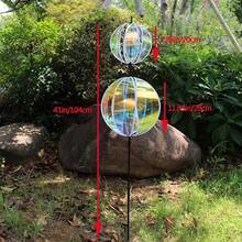 1pc Colorful Transparent Windmill Ball, Rotating Iridescent Film, Suitable For Outdoor Yard, Garden Decor, Wedding, Birthday, Party Decoration, DIY Outdoor Ornament - Transparent Spherical Windmill - View 8
