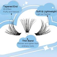 200 piezas Rizado D-DD, Kit de extensión de pestañas premium - 40D - Hazlo tú mismo en casa, Volumen ruso, Racimo, Esponjoso, Estilo mixto - 10-16mm - Adecuado para principiantes y reutilizable, Uso diario, Efectos especiales de vacaciones, Regalo de vacaciones - DD - Ver 8