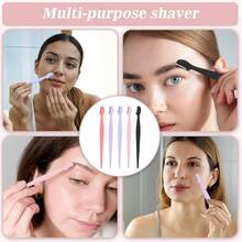 24件套女士修眉刀套装，多种颜色可选，轻松去除面部毛发，直柄修眉器，男女通用脱毛器，带保护盖，适合初学者，避免划伤面部或身体 - 彩色 - 查看 5