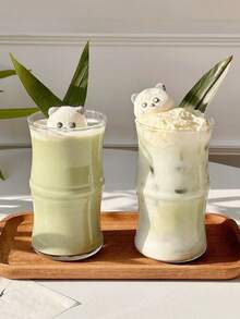 1个竹制杯，高硼硅玻璃杯，适用于家庭、咖啡馆、甜品店、酒店、酒吧、公寓等各种场合；竹制杯 | 保温咖啡杯 | 透明玻璃杯 | 派对饮料容器 | 可重复使用水杯 | 旅行杯 | 创意杯 | 趣味水杯 | 玻璃杯 | 生日礼物 - 彩色 - 查看 5