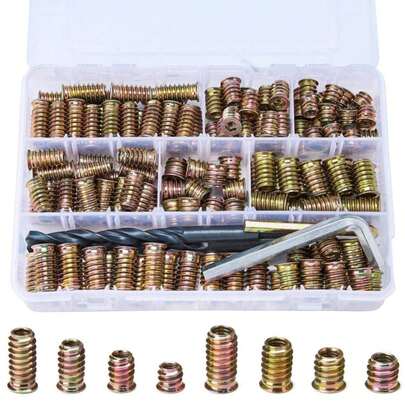 Xrfoiniu 50 Pieces 5_16 Threaded Inserts For Wood Insert Nut Woodworking Tools Flush Nut Inserts Wood Bolt Furniture Headless Screw Hardware Nuts (50, 5_16"-18x25mm)