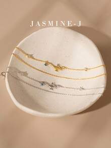 1pc S925 Sterling Silver Lamp Bracelet, Gold-Plated, Inlaid With Cubic Zirconia, Multi-Layered, Simple, Unique, And Versatile Jewelry, Sterling Silver Women's Bracelet, Suitable For Everyday Wear, A Perfect Gift For Her. - Multicolor - View 3