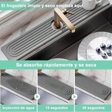 Kitchen  &  SSXKJ Tapete de Piedra para Grifo de CocinaProtector Contra Salpicaduras de Tierra de Diatomeas de Secado Rápido Bandeja de Piedra Seca Súper Absorbente Panel táctil cuadrado gris oscuro
