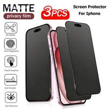 XINHONGYU 3片装磨砂防窥屏保护膜，兼容 17 Pro Max/17 Pro/17 Air/17/16 Pro Max/16 Pro/15 Pro Max/15 Pro/14/13/12/11 - 防指纹、无气泡、易贴、磨砂防窥软膜、隐私屏幕保护 | 磨砂表面 | 防指纹涂层 - 黑色 - 查看 21