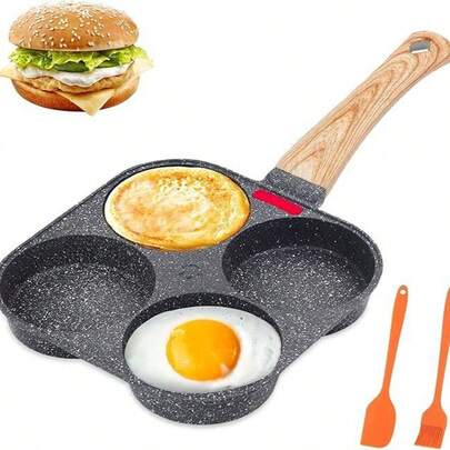 Non-Stick Egg Pan, Mini Burger Grill Pan, Heat-Resistant High-Handle Design, Multifunctional, Practical, And Stylish. Burger Grill Pan, Household Non-Stick Pan, Egg-Specific Non-Stick Pan, Wooden-Handle Egg & Burger Pan, Egg Pan, Non-Stick Egg & Steak Pan, Ham & Egg Pan, Breakfast Prep Essential