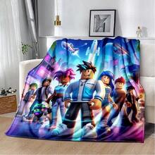 3D R-Robloxs Cartoon Game Blanket,Soft Throw Blanket For Home Bedroom Bed Sofa Picnic Travel Office Cover Blanket Gift 4 - 白色 - 查看 1