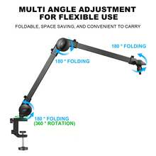 Microphone Boom Arm Desktop Height-Adjustable Stand Compatible With Various Microphones - Black - View 4