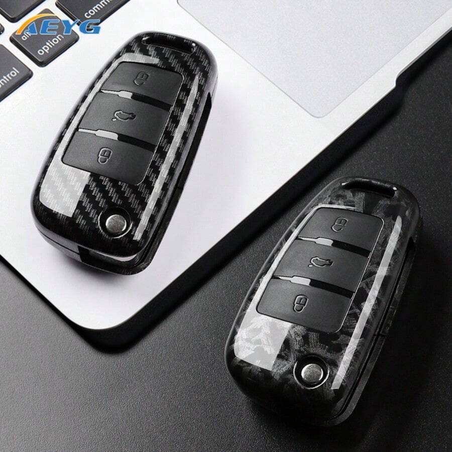 适用于奥迪 A1 A3 A4 8P 8L 8V A5 B6 B7 A6 A7 C5 C6 Q3 Q5 Q7 4F S3 S4 S6 RS3 TT 的 ABS 碳纤维汽车钥匙壳 - 奧迪C款 - 查看 1