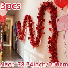 3 قطع كرمة قلب اصطناعية بطول 2 متر لعيد الحب - ديكور عطلة زهور مزيفة - إكليل شريط قلب أحمر معلق، مناسب للأعراس وحفلات الزفاف وعيد الحب والديكور DIY والخطوبة والذكرى السنوية والديكور المعلق وأحداث أخرى - الأحمر - مشاهدة 13
