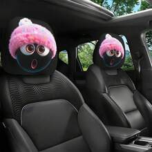 Gorro de peluche rosa de invierno de dos piezas con expresión sorpresa, funda para reposacabezas de coche, lavable, decoración navideña, estilo de dibujo animado lindo ORAN - TZT203 - Ver 6