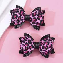 1pcs Leopard Print Pattern Bow Hair Clips Glitter Hair Bow Clips Sweet Hair Accessories - 1 cái - Xem 4