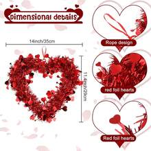 Valentine's Day Red Heart Flower Wreath Madder Heart Sequin Valentine's Day Decor Hanging Ornament, Wedding Venue Window Display - Multicolor - View 5