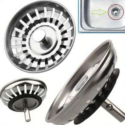 1pc Stainless Steel Kitchen Sink Drain Stopper, Can Be Used As Strainer, Bathroom Paper Towel Holder, Sink Drain Filter, Drain Pipe, Kitchen Utensil