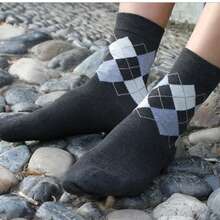 5 Pairs Business Plaid Socks, Men's Casual Mid-Calf Socks, Warm Thick Cotton Socks For Autumn/Winter - Multicolor - View 6