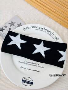 1 Stück Damen Stirnband, Streetwear Sternenmuster, Sichelmond Stickerei, geeignet für Laufen, Radfahren, Yoga Training Haarband Lauf Accessoires Yoga Kopftuch Sport Schweißband - Verschiedenfarbig - Übersicht 6