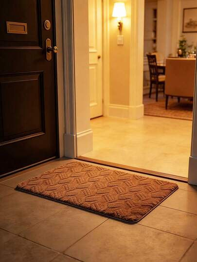 Zachte flanellen deurmat met print, antislipmat voor de badkamer, absorberend pluche tapijt voor de badkameringang