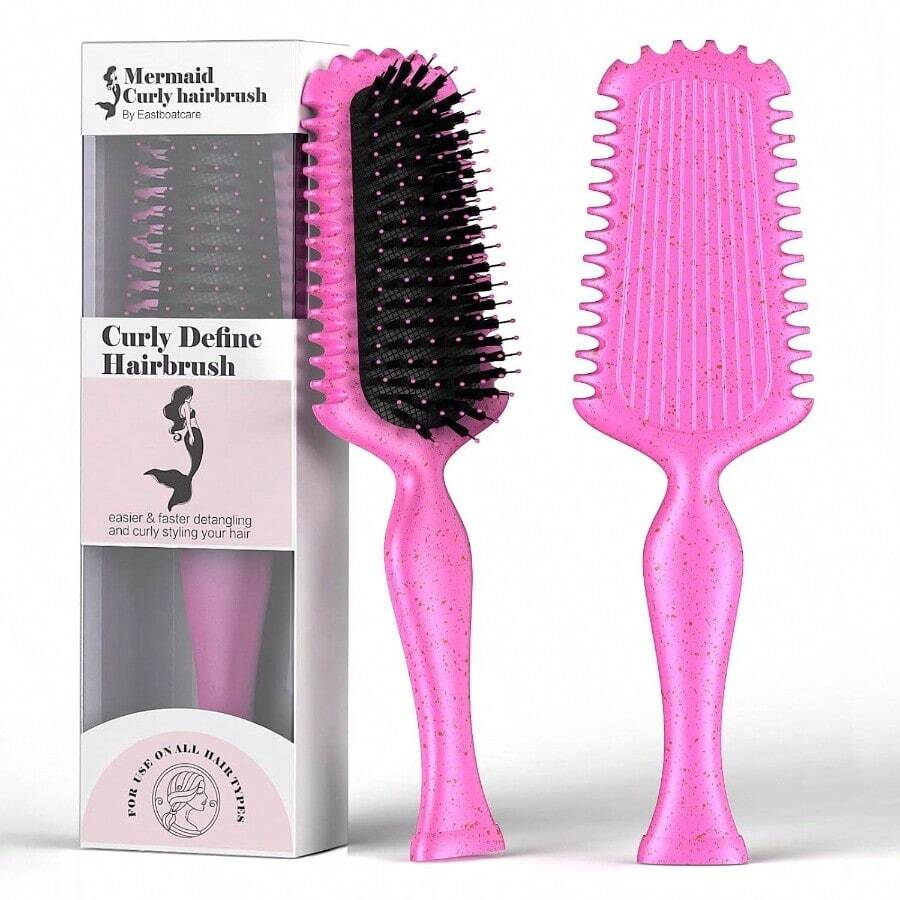 Curly Hair Brush Volume Curly Defining Brush Effortlessly Detangling Shaping And Styling Curls, Curl Brushes Suitable All Wet Or Dry Hair Types, Gifts Idea Women And Men Red - Rose Red - View 1
