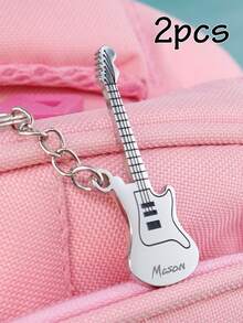 Llavero de guitarra personalizado con nombre grabado, llavero personalizado para amantes de la música, diseño de letra personalizado como recuerdo - Estilo A - Ver 9