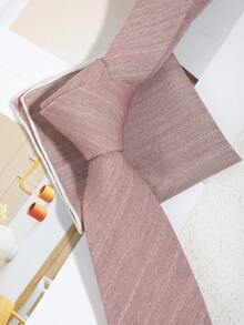 2pcs Men's Casual Gold Line Striped Pattern Simple Necktie & Handkerchief Set, Suitable For Business, Party, Daily, School Outfit - A - View 5