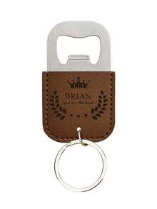 Customized Leather Keychain, Leather Bottle Opener Keyring 2-In-1, Engraved Name Car Key Chain Bag Charm, Wedding Party Favors, Birthday Gift - Coffee Brown - View 20
